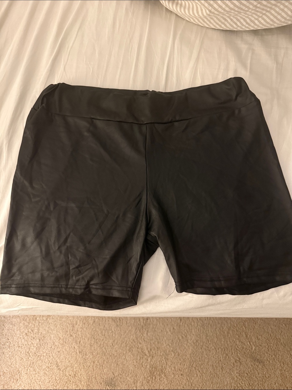 Women's faux leather Black Bike Shorts